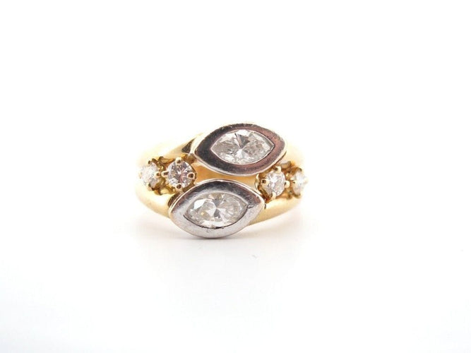 Bague 59 bague jonc anneau diamants et or jaune 18k marquise 0.9ct 58 Facettes 256458