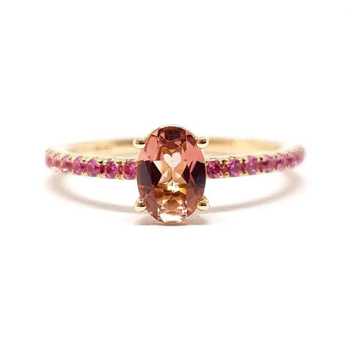 Bague Bague tourmaline saphirs rose or rose 58 Facettes