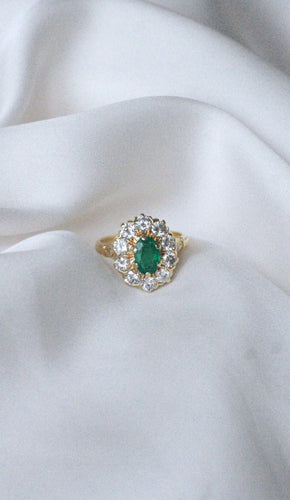 Bague Bague marguerite vintage émeraude et diamants 58 Facettes