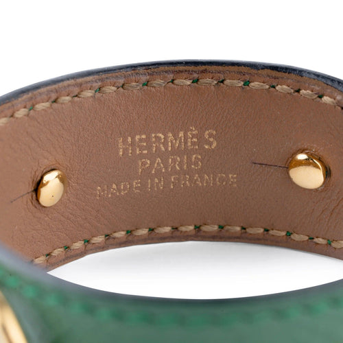 Bracelet HERMES - Bracelet  en cuir et métal doré 58 Facettes 1