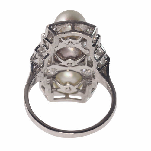 Bague 58 Bague de fiançailles diamant et perle 58 Facettes 22297-0116