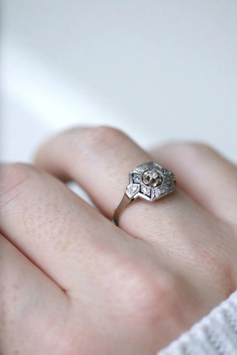 Bague Bague Hexagonale Art Déco Diamants 58 Facettes