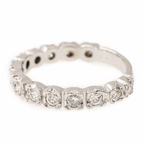 Bague 53 Bague Demi alliance Or blanc Diamant 58 Facettes 2050420CN