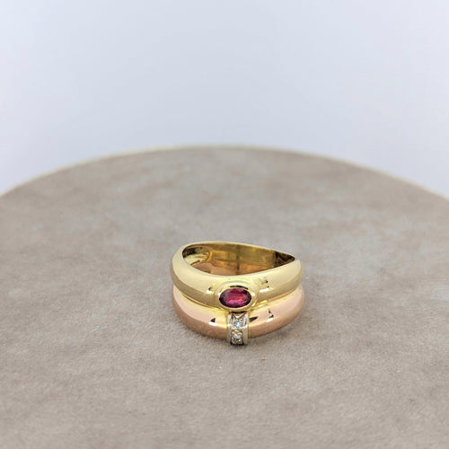 Bague Bague en or jaune diamants et tourmaline 58 Facettes 18709