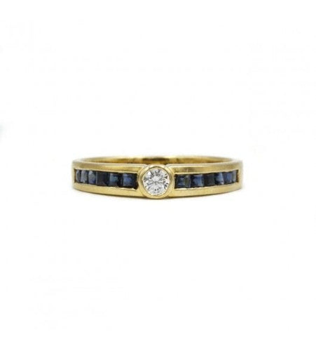 Bague 53 / Jaune / Or 750 Bague saphirs & diamant 58 Facettes 220107R