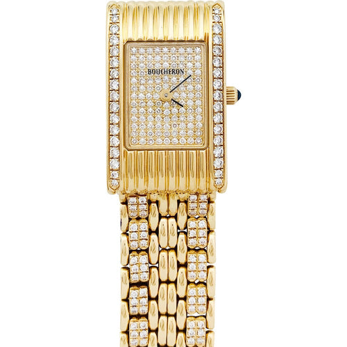 Montre Montre Boucheron "Reflet" or jaune et diamants. 58 Facettes 30779