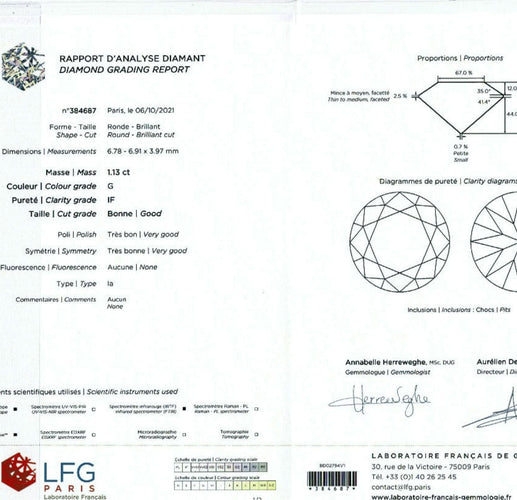 Bague 57 Bague diamant 1,13 carat en or blanc. 58 Facettes 30669