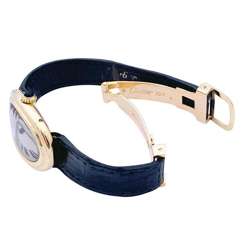 Montre Montre Cartier, "Baignoire", or jaune, cuir. 58 Facettes 33301