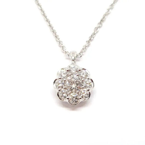 Collier Collier fleur diamants or blanc 58 Facettes