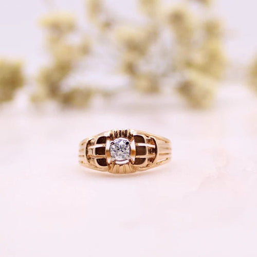 Bague Chevalière années 40 or rose et diamant 58 Facettes