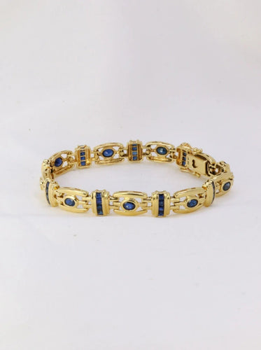 Bracelet Bracelet en or et saphirs ovales et calibrés 58 Facettes J224