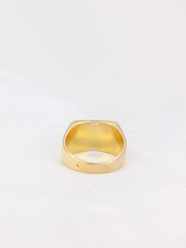 Bague 50 Chevalière Or jaune Plateau pavé de Diamants 58 Facettes J163