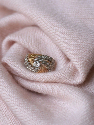 Bague Dôme vintage palmes diamants 58 Facettes