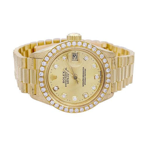 Montre Montre Rolex,"Oyster Pertpetual Datejust", or jaune, diamants. 58 Facettes 33072