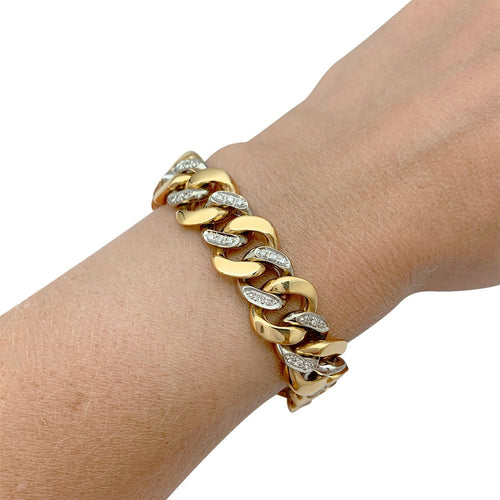 Bracelet Bracelet gourmette Fred or jaune et blanc, diamants. 58 Facettes 31634
