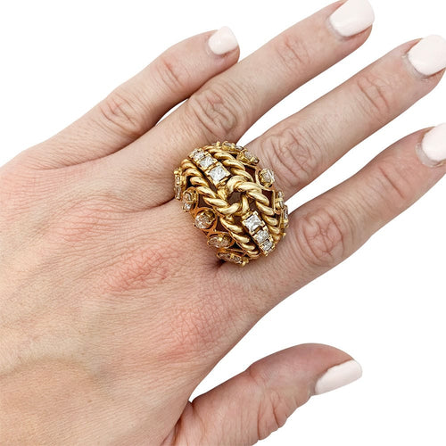 Bague 52 Bague vintage or jaune, diamants. 58 Facettes 30987