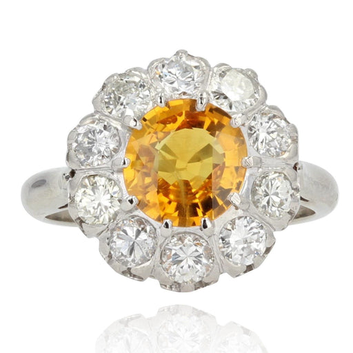 Bague 50 Bague marguerite saphir jaune et diamants 58 Facettes 21-524