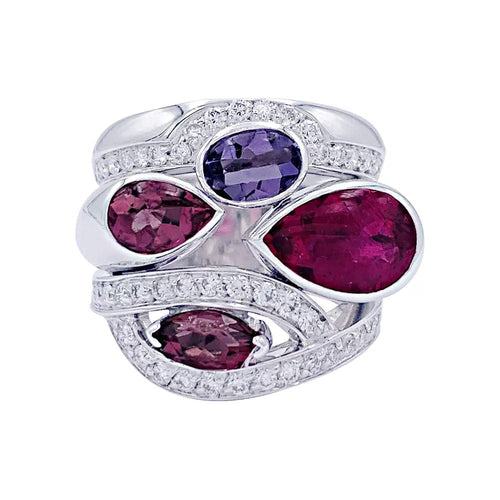 Bague 51 Bague Fred, "Princess K", or blanc, pierres de couleurs. 58 Facettes 32396