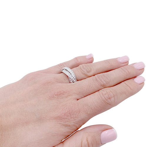 Bague 52 Bague Cartier, "Trinity", en or blanc et diamants. 58 Facettes 32405