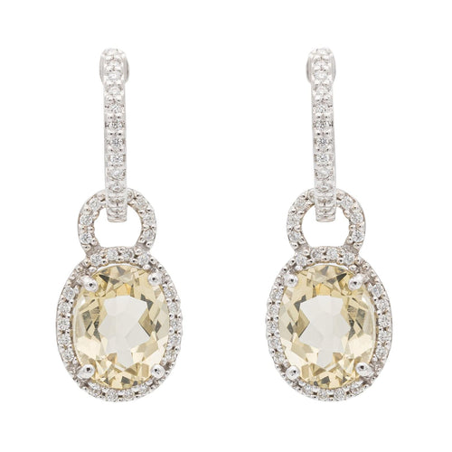 Boucles d'oreilles Boucles d'oreilles Créoles Or blanc Citrine 58 Facettes 2397517CN