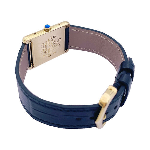 Montre Montre Cartier, "Must de Cartier", plaqué or et argent, cuir. 58 Facettes 33597