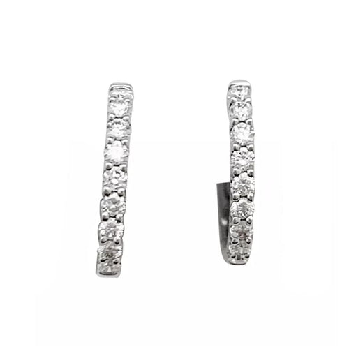 Boucles d'oreilles Paire de petites créoles en or blanc, diamants. 58 Facettes 33200