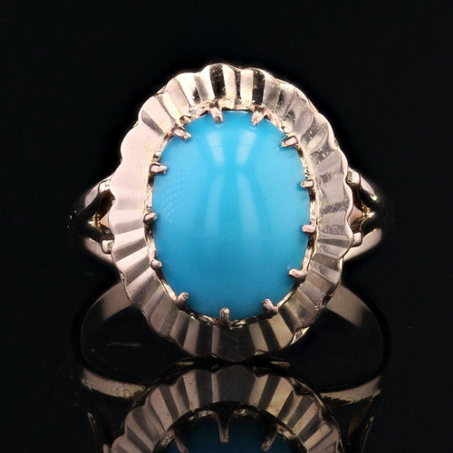 Bague 54 Bague vintage turquoise or rose 58 Facettes 23-001