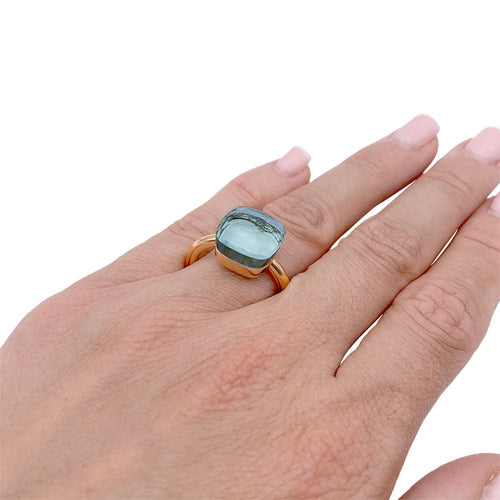 Bague 56 Bague Pomellato, "Nudo Maxi", deux ors et topaze bleue. 58 Facettes 32845