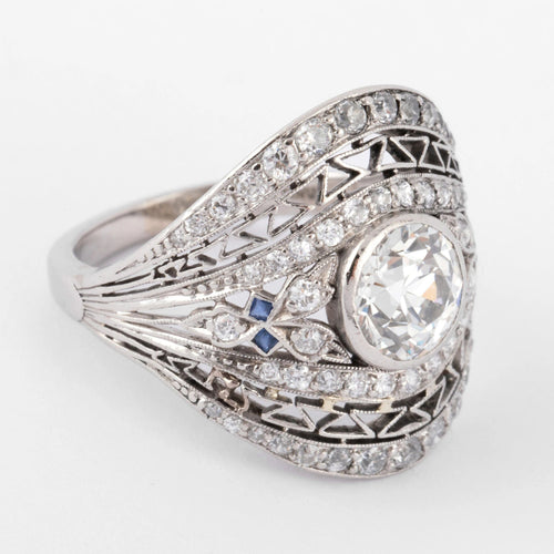 Bague Bague dôme ornée d'un diamant central 58 Facettes