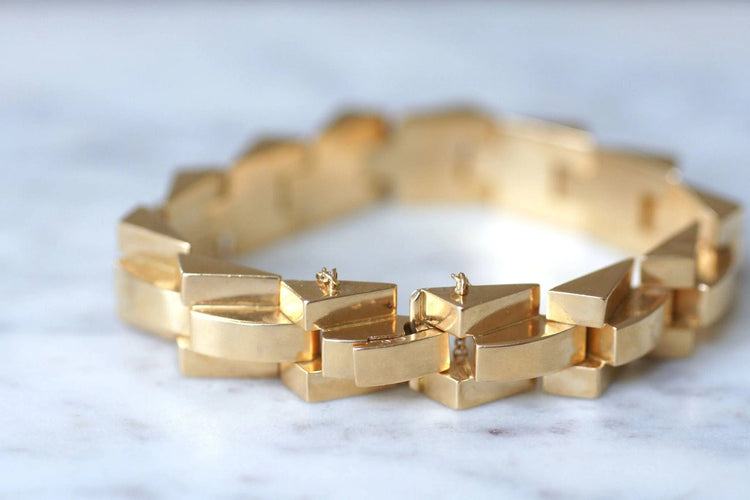 Bracelet Bracelet tank articulé en or jaune 58 Facettes