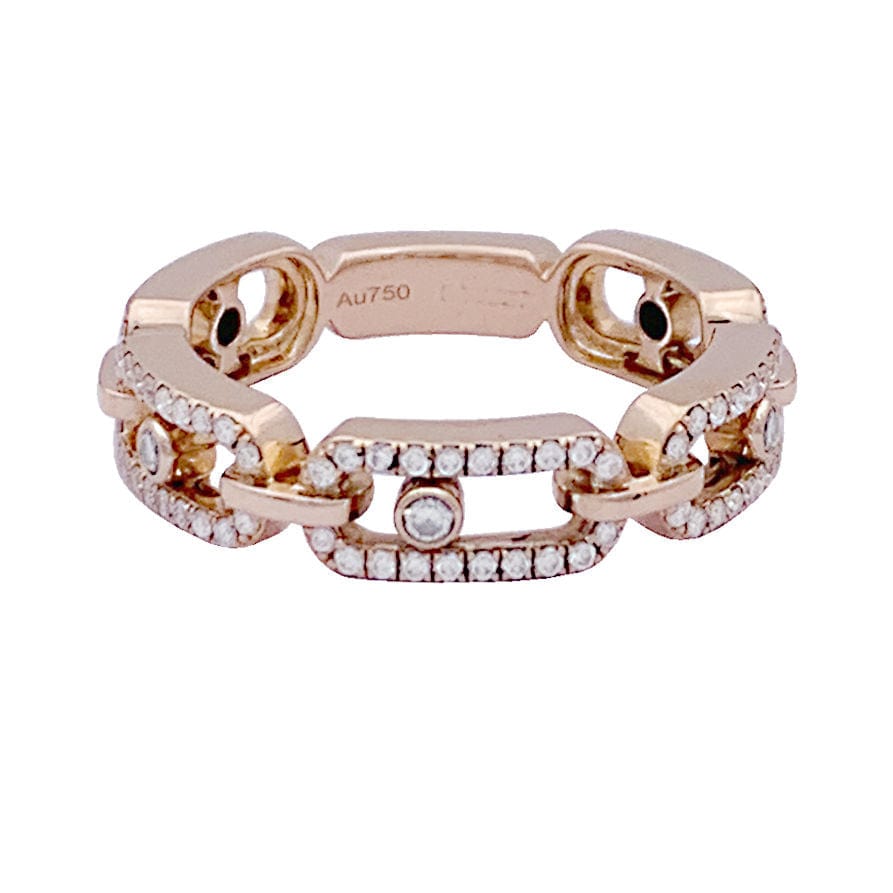 Messika ring, “Move Link Multi Pavé”, pink gold, diamonds
