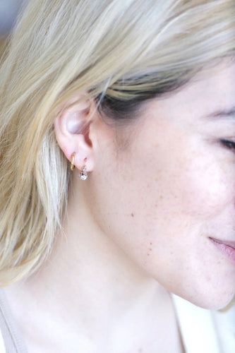 Boucles d'oreilles Dormeuses anciennes en or, platine, et diamants 58 Facettes