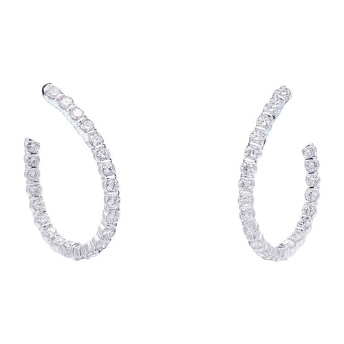 Boucles d'oreilles Boucles d'oreille créoles or blanc, diamants. 58 Facettes 32875