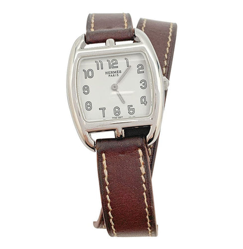 Montre Montre Hermès, "Cape Cod Tonneau", acier, cuir. 58 Facettes 31985