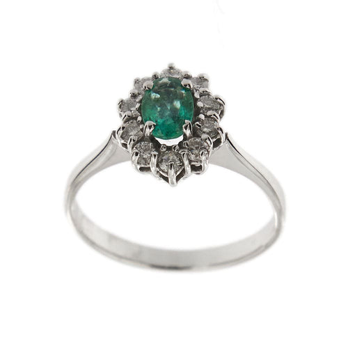 Bague 53 Bague Marguerite diamants et émeraude 58 Facettes 20520