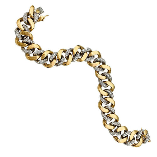 Bracelet Bracelet gourmette Fred or jaune et blanc, diamants. 58 Facettes 31634