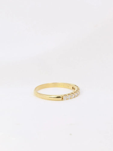 Bague 54 Demi-Alliance américaine en or jaune et diamants 58 Facettes J74
