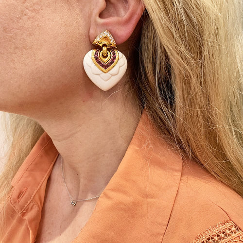 Boucles d'oreilles Boucles d'oreilles Bulgari "Chandra" en porcelaine, tourmalines et diamants. 58 Facettes 30913