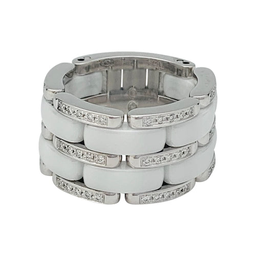 Bague 58 Bague Chanel, "Ultra", or blanc, céramique blanche et diamants. 58 Facettes 32716