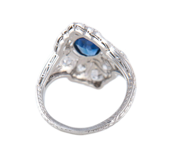 Bague BAGUE ART DECO PLATINE & SAPHIR 58 Facettes BO/220144