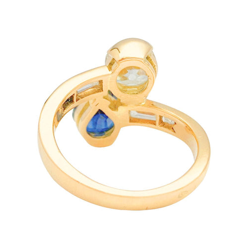 Bague 51 Bague "Toi & Moi" vintage, saphir et diamants. 58 Facettes 31416