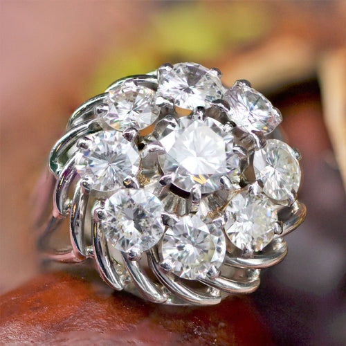 Bague 52 Bague marguerite de diamants sur fils d'or 58 Facettes 22-410