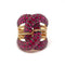 Bague 55 Bague cocktail rubis diamants or rose 58 Facettes
