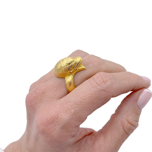 Bague 52 Bague Hermès, "Dauphin", or jaune. 58 Facettes 32586