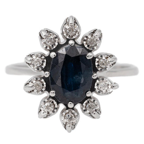 Bague 49 Bague Pompadour Or blanc Saphir 58 Facettes 2528877CN