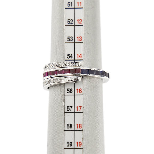 Bague 55 Bague Art Déco avec saphirs, rubis et diamants 58 Facettes 28944