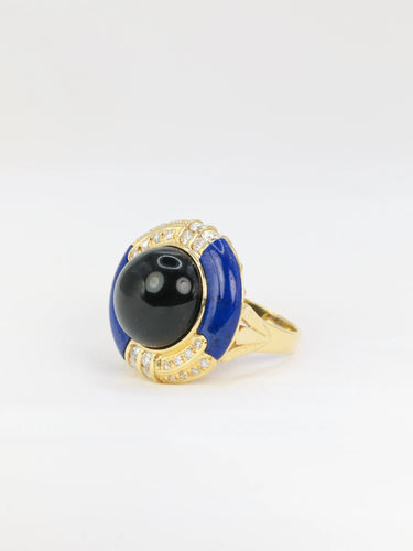Bague Bague Onyx, Lapis-Lazuli et Diamants 58 Facettes 88