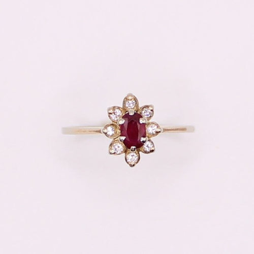 Bague Bague Petite Marguerite Rubis Diamants 58 Facettes