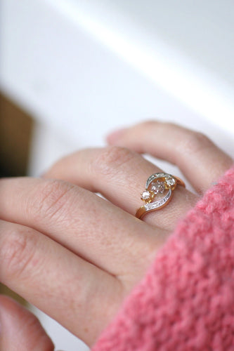 Bague Bague Toi et Moi en or, platine et diamants 58 Facettes