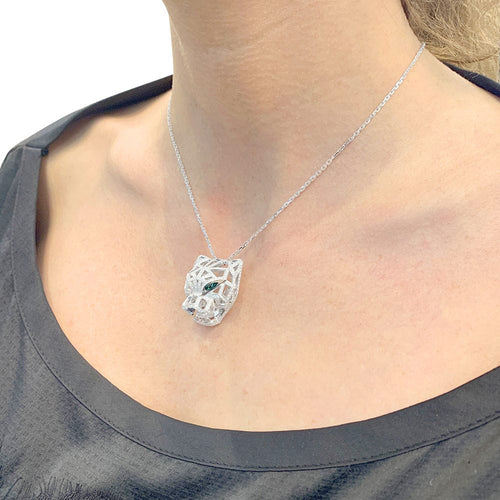 Collier Collier Cartier, Panthère de Cartier, or blanc, diamants. 58 Facettes 32528